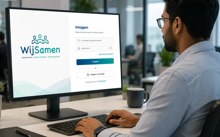 Inlogscherm van een webapplicatie op maat op een desktopcomputer