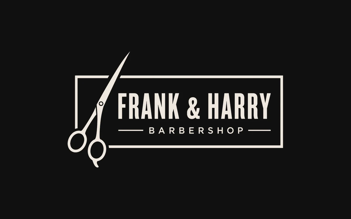 Logo van Frank & Harry Barbershop op zwart