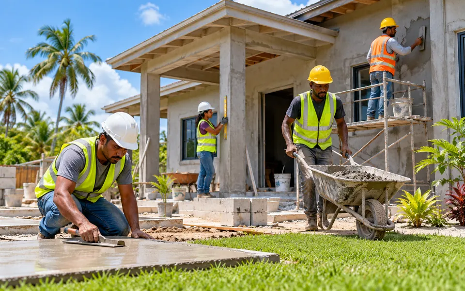 Construction crew working on a house – One People Enterprise website