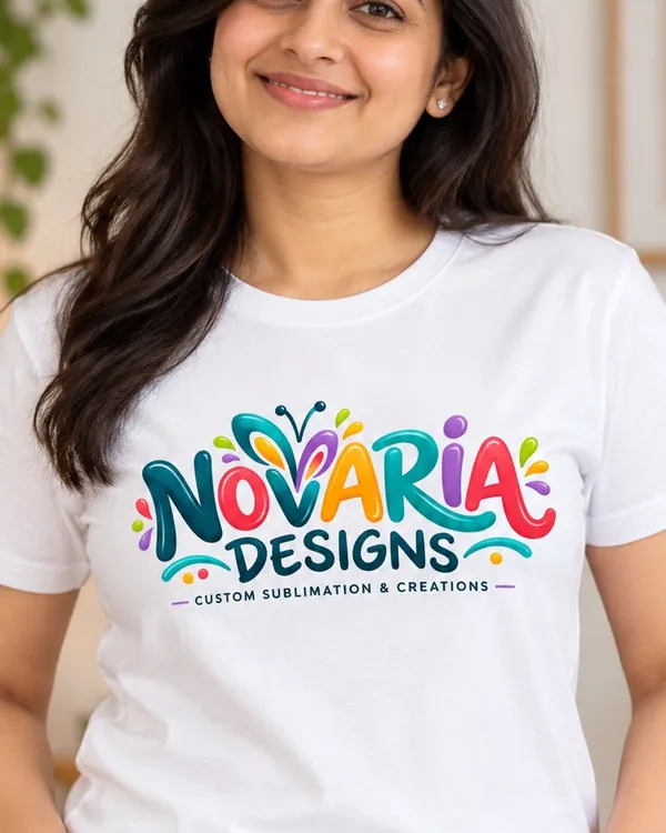 Logo van Novaria Designs, optie 2, op een T-shirt