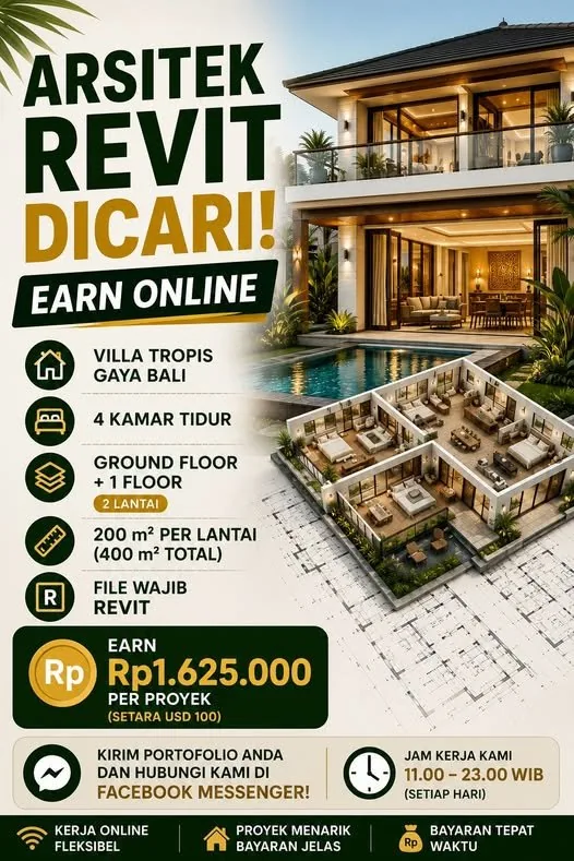 Social media marketing design — Revit villa architectuurproject
