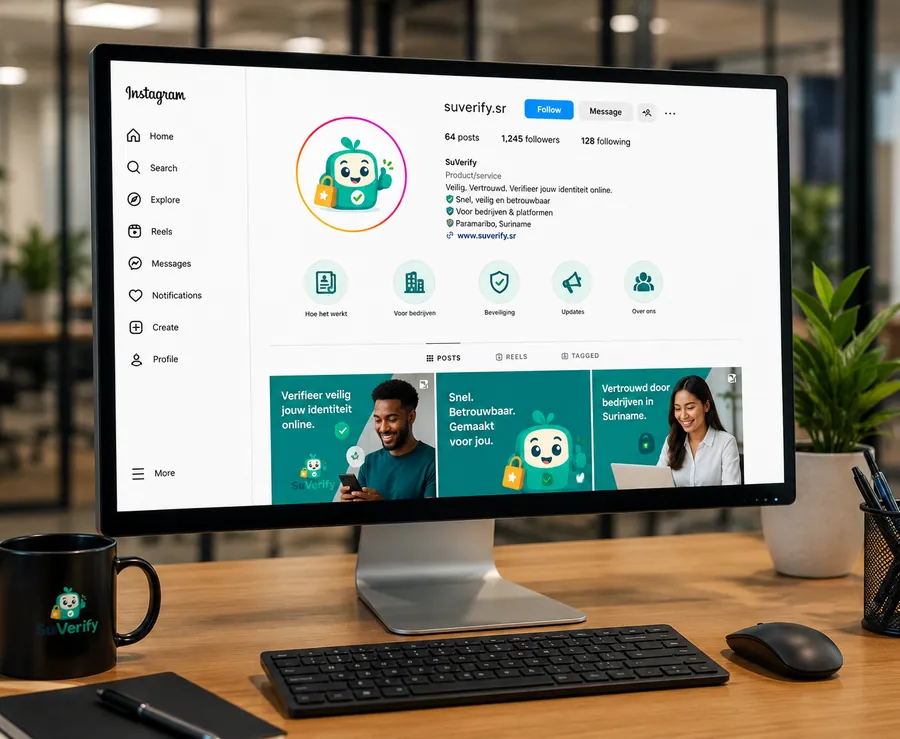 SuVerify social media page on a desktop screen