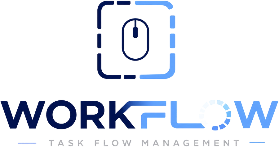 Logo de Workflow con icono y el eslogan Task Flow Management