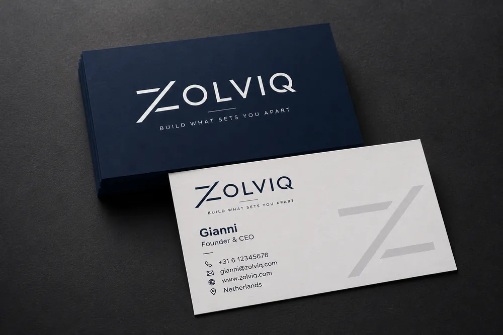 Visitekaartjes van Zolviq met logoconcept 3