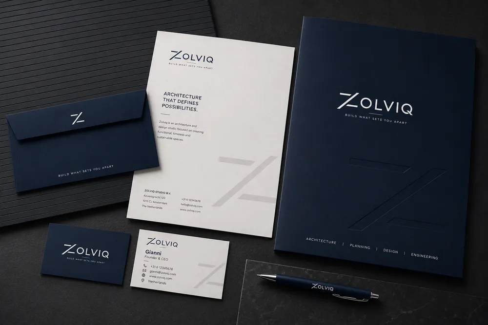 Kantoorset van Zolviq met logoconcept 3